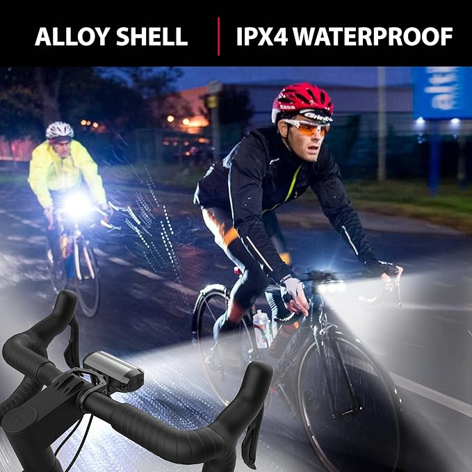 Super Bright Bike Lights for Night Riding, High Lumen Bicycle Light Front and Rear, USB C Rechargeable Bike Headlight and Tail Light Set, LED Bar Light for MTB Mountain Road Bicycle