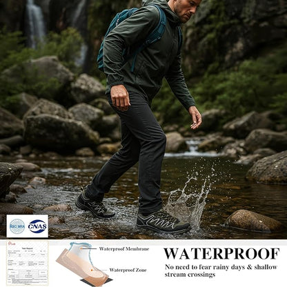 Queday Mens Waterproof Hiking Shoes Lightweight Outdoor Walking Shoes Breathable Hike Trekking Trails Camping Climbing