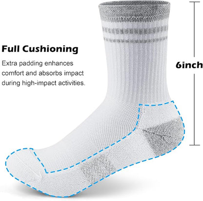 Gonii Women Athletic Crew Socks 5-6 Pairs - Comfort & Cushioned for Running, Hiking, Sports Arch Compression Socks