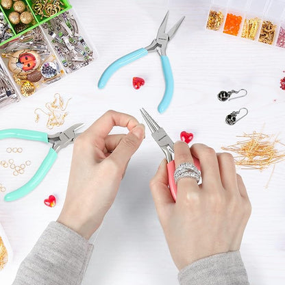 WORKPRO Jewelry Pliers Set, 3 Pack Jewelry Making Tool Kit Includes Mini Needle Nose Plier/Chain Nose Plier, Round Nose Plier and Wire Cutter for Jewelry Repair, DIY Crafts, Jewelry Making Supplies