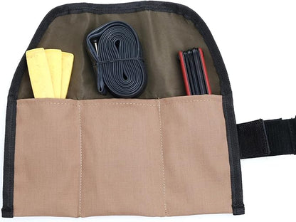 Blossom Bike Saddle Roll Bag - Bike Tool Kit Holder - Water Resistant & Durable Cordura Fabric - Under Seat cycling accessories - mountain bike accessories - ebike saddle bags (Tan)