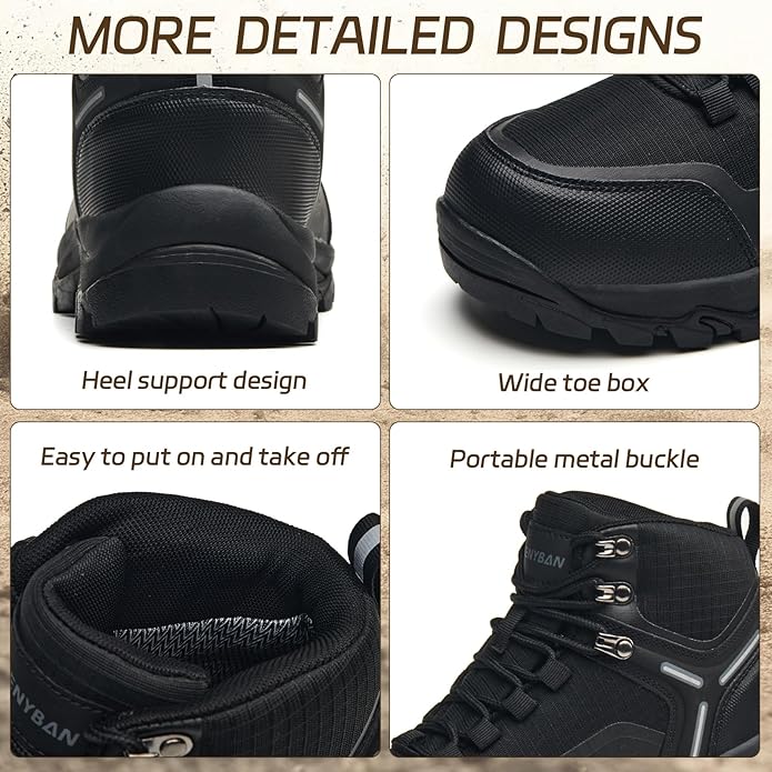 Waterproof Women's Hiking Boots with Wide Toe Box Lightweight Non-Slip Grip Ankle Support, Durable Comfort for Trekking, Trail Running, and Outdoor Adventures