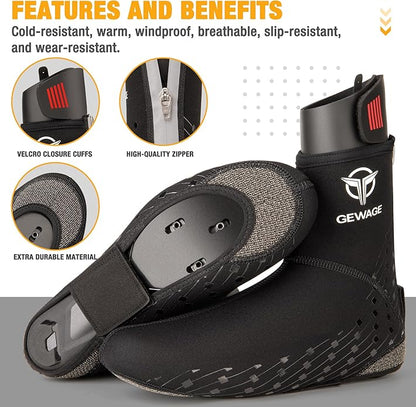GEWAGE Cycling Shoe Covers -Warm Bike Shoe Covers - Windproof Mountain Road Cycling Overshoes - Cycling Shoe Cover for Men Women