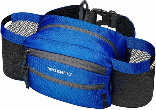 WATERFLY Fanny Pack Waist Bag: Waist Pack for Women Men with Two Water Bottle Holder Hiking Fanny Pack for Running Walking DogWalking Travel Cycling