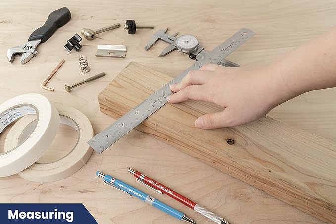 Pacific Arc 12 Inch Stainless Steel Ruler with Inch/Metric Conversion Table