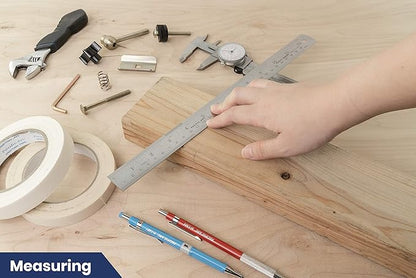 Pacific Arc 12 Inch Stainless Steel Ruler with Inch/Metric Conversion Table