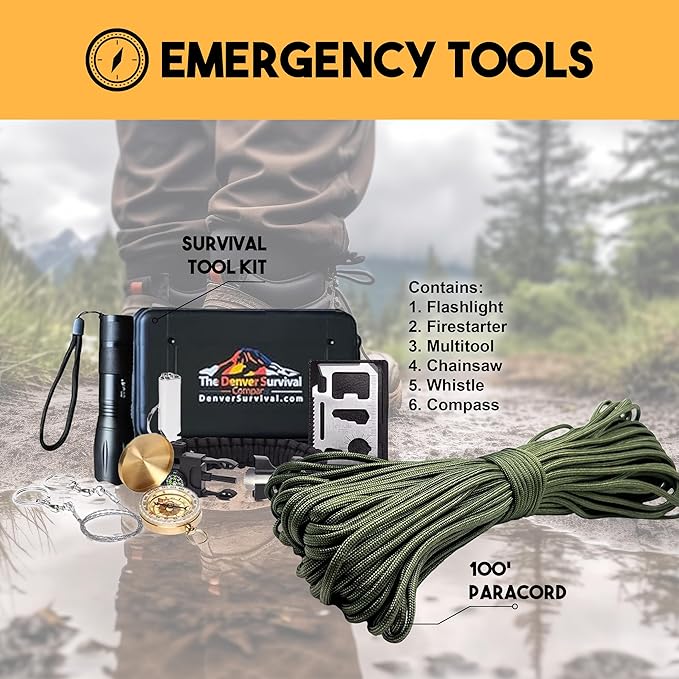 Denver: Premium 72 Hour Survival Backpack with Supplies - 2024 Model Bug Out Bag Backpack - Upgraded Go Bag Emergency Backpack w/Complete Tactical Survival Kit - Bug Out Bag Survival Kit for 2 Person