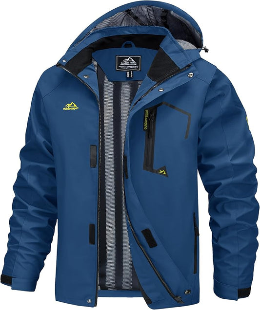 MAGCOMSEN Men's Lightweight Windbreaker Rain Jacket Raincoat with Detachable Hood for Hiking Fishing Activewear