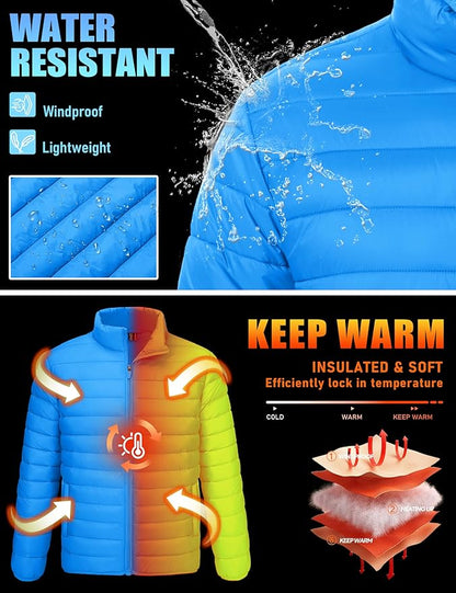TACVASEN Men's Lightweight Puffer Jacket Winter Quilted Puffy Jackets Warm Water-Resistant Windproof Insulated Coats