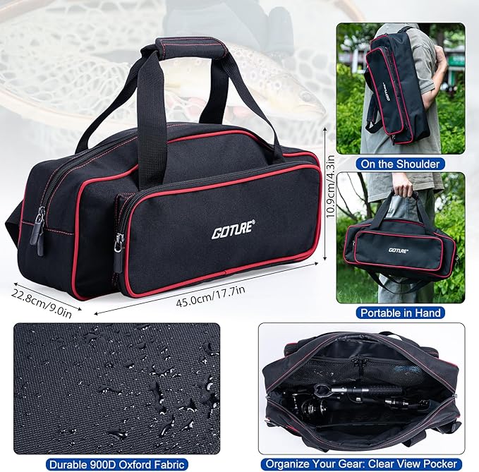 Goture Fishing Rod and Reel Combos,1.8M-2.7M Telescopic Fishing Pole Spinning Reel Lures Set with Carrier Bag,Telescopic Rod Kit for Starter Travel Saltwater Freshwater Gear Gift for Men