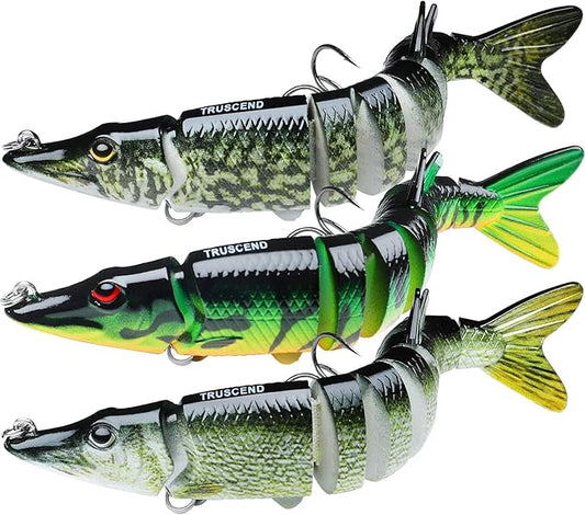 TRUSCEND Easy Catch Swimmax, Magic Noisy Turbulent Wiggling and Vibrating Actions for More Bites, Segmented Swimbait Jointed by Dyneema Strongest Fiber, Lifelike Fishing Lures for Relax Family Fishing