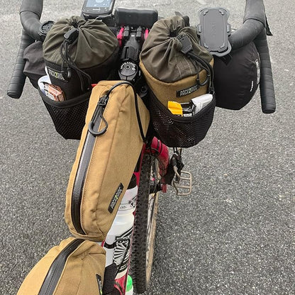 Onedrop Bike Frame Bag - Water Resistant Top Tube Bike Bag with Durable Cordura Fabric, Front Bicycle Storage & Bikepacking Pouch, Cycling Accessories for Biking Travel (Brown)