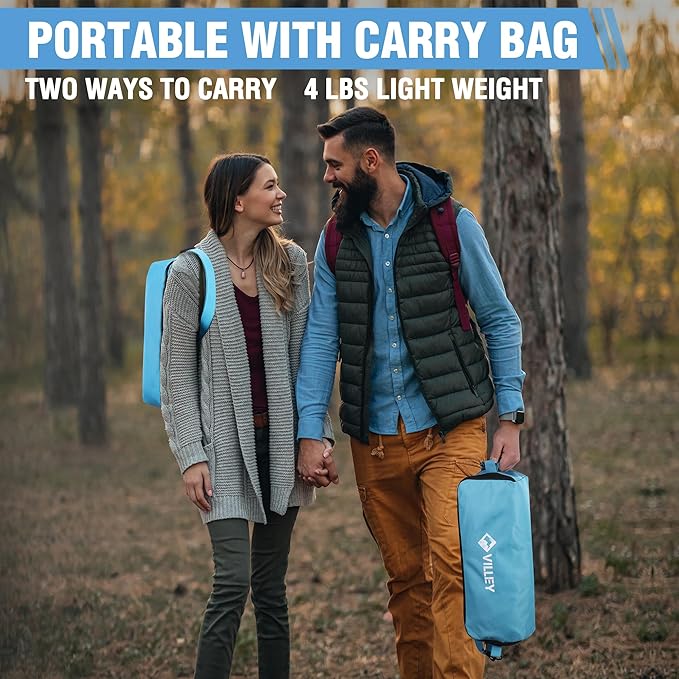 VILLEY Portable Folding Chair Lightweight Camping Chair No Assembly Needed, Quick Setup for Beach, Hiking, Supports 330 LBS, Blue