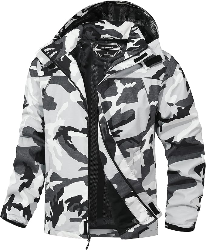 Outdoor Men's Waterproof Raincoat Windbreaker Lightweight Rain Jacket with Detachable Hood