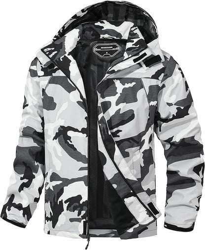 Outdoor Men's Waterproof Raincoat Windbreaker Lightweight Rain Jacket with Detachable Hood