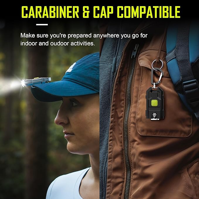 lexall LED Small Flashlight, 500Lumens Bright Mini Keychain Light, Portable USB Rechargeable Pocket Lights with 3 Modes Compact Baseball Cap Lights Indoor and Outdoor for Walking,Searching