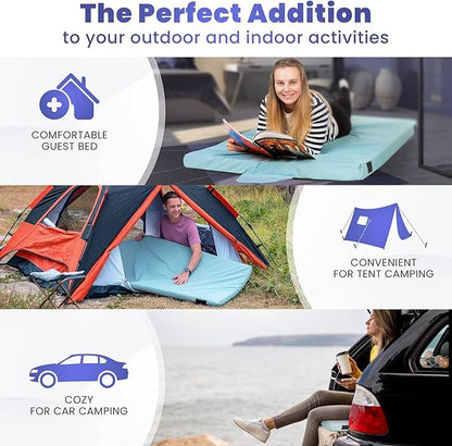 Hazli Matrix Comfort-Cell Memory Foam Camping Mattress Pad - Roll Up Mattress for Adults - Portable Cot Sleeping Pad for Camping - Floor Mat or Bed Roll for Car, SUV