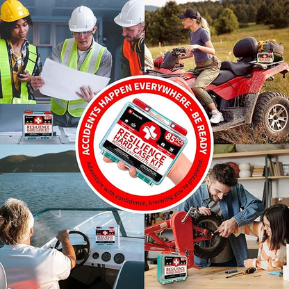 Protect Life Survival First Aid Kit for Home/Business, Camping Survival Kits | Mini Travel First Aid Kit | Camping Equipment | Small Kits for Car | Outdoor Emergency Survivals Pack - 85pcs