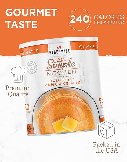 Simple Kitchen Homestyle Pancake Mix – 20 Servings for Family Meal Prep, Survival Just Add Water Canned Food, for Camping Meals, Backpacking & Hiking, #10 Can Package