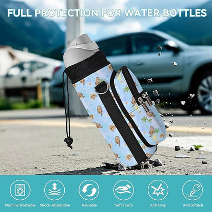 25/32/40/64oz Water Bottle Bag Holder Carrier-Insulated Crossbody Sling Case Sleeve with Strap & Pockets for Men Women Gym Cycling Travel Walking Hiking Camping