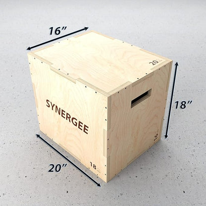 Synergee 3 in 1 Wood Plyometric Box for Jump Training and Conditioning. All in One Jump Trainer. Sizes 30/24/20, 24/20/16, 20/18/16, 16/14/12