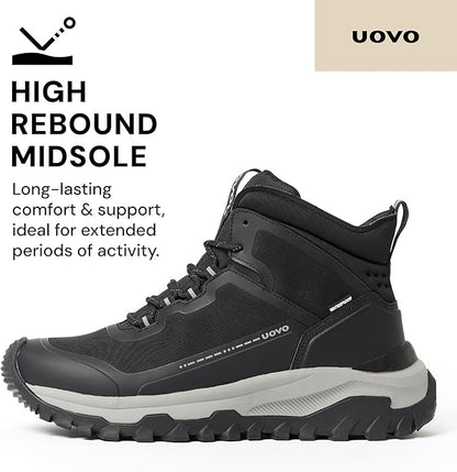UOVO Men's Waterproof Hiking Boots – All-Season Non-Slip Outdoor Work & Trail Footwear