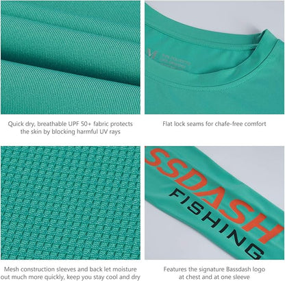 BASSDASH Fishing T Shirts for Men UV Sun Protection UPF 50+ Long Sleeve Tee T-Shirt
