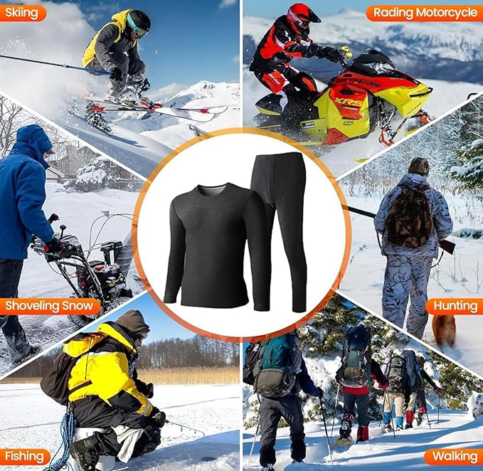Heated Thermal Underwear for Men Women USB 42 Zone Intelligent Heated Thermals top and Heated Pants Set & XS-4XL