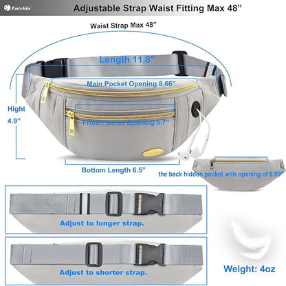 Entchin Fanny Pack for Women Men,Crossbody Belt Bag with 4-Zipper Pockets,Adjustable Waist Bag Pack,One of the Most Popular Travel Essential Gifts for Walking,Traveling,Cycling