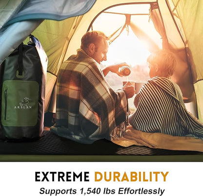 4″ Self-Inflating Sleeping Pad with Memory Foam – Thick Camping Mattress for Adults, Portable Bed with Waterproof Bag, Heavy-Duty 1,540 lb Support – Arslan Essentials