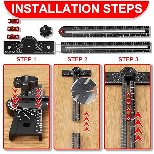 29 Inch Woodworking T Square Ruler, Aluminum Alloy, Adjustable Angle 15-165° Measurement Tool, Precision Drilling Positioning Guide for Carpentry, Drafting, Contractor, Scribe Crafting, Drywall