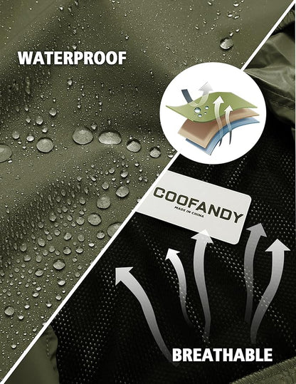 COOFANDY Men's Rain Suit 2 Piece Waterproof Breathable Rain Gear Lightweight Rain Jacket Pants Rainwear Suit