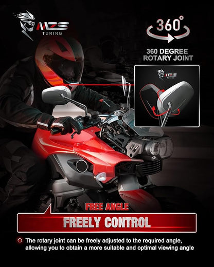 MZS Chrome Motorcycle Mirrors 10mm, Universal Motorbike Rear View Side Mirror Aluminium Compatible with Touring Cruiser Chopper Street Naked Bike Shadow Fury Vulcan Boulevard Road Royal Star VStar