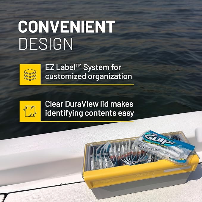 Plano EDGE Premium Plastics and Bulk Tackle Utility Box, Clear and Yellow, Rust-Resistant, Waterproof Bulk Premium Storage Organizer for Plastic Tackle