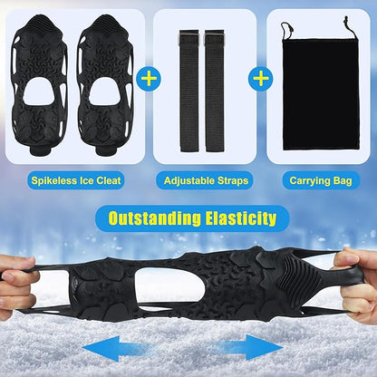 Spikeless Ice Cleats Snow Traction Crampons Anti-Slip Ice Grippers for Shoes and Boots Indoor Slip-On Ice Traction Devices Aids Rubber Footwear for Indoor/Outdoor