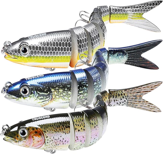 TRUSCEND Easy Catch Swimmax, Magic Noisy Turbulent Wiggling and Vibrating Actions for More Bites, Segmented Swimbait Jointed by Dyneema Strongest Fiber, Lifelike Fishing Lures for Relax Family Fishing