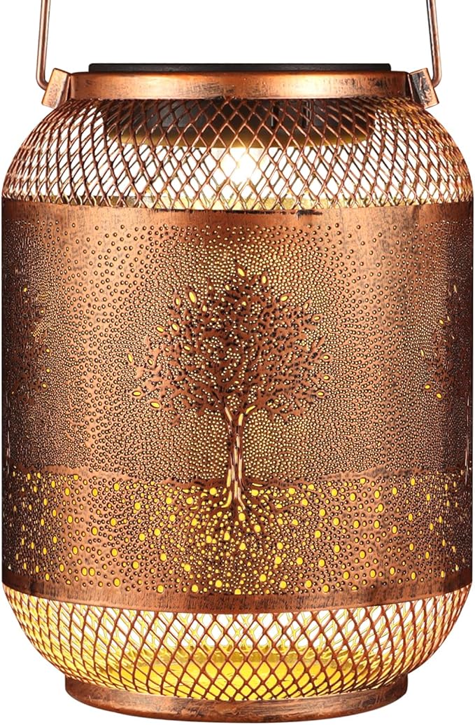 Tree Solar Lanterns Outdoor Hanging Christmas Lantern as Birthdays Gifts for Women Mom Grandma Metal Waterproof Garden Decorative Tree Solar Lights for Yard, Patio, Lawn, Porch, Backyard