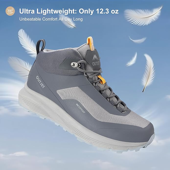 Men's Waterproof Hiking Boots Lightweight Comfortable Breathable Outdoor All-Terrain Trekking Ankle Boots