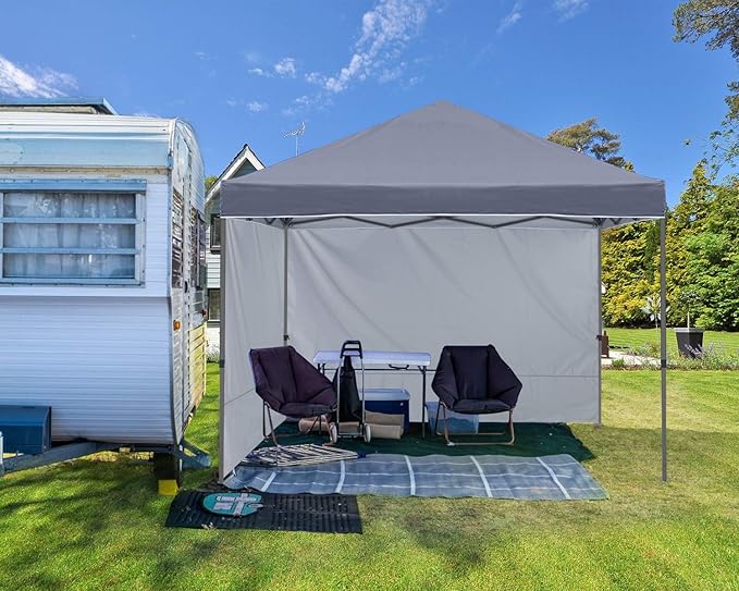 ABCCANOPY Easy Pop up Canopy Tent with 2 Sidewalls for Outdoor Sun Blocking or Rain Protection,8X8, Gray