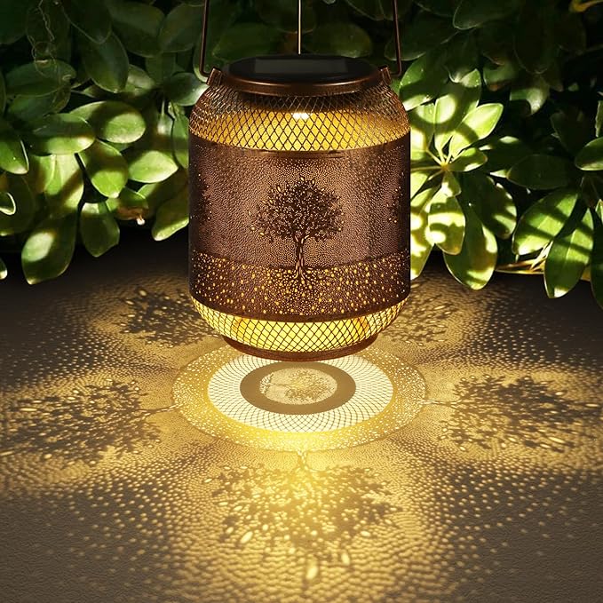 Tree Solar Lanterns Outdoor Hanging Christmas Lantern as Birthdays Gifts for Women Mom Grandma Metal Waterproof Garden Decorative Tree Solar Lights for Yard, Patio, Lawn, Porch, Backyard