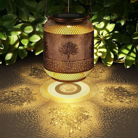 Tree Solar Lanterns Outdoor Hanging Christmas Lantern as Birthdays Gifts for Women Mom Grandma Metal Waterproof Garden Decorative Tree Solar Lights for Yard, Patio, Lawn, Porch, Backyard