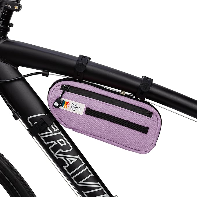 Waxed Canvas Frame Bag – Waterproof Zippers, Dual Storage Compartments, Adjustable Straps – Fits All Frame Sizes, Perfect for Cycling, Commuting, and Adventure Rides (Purple)