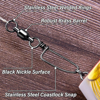 Alwonder 20-Pack Ball Bearing Swivels with Snaps, Fishing Snap Swivels Fishing Tackle Saltwater Freshwater Coastlock Snaps Barrel Swivel Leader Connector Downrigger Planer Release Clips