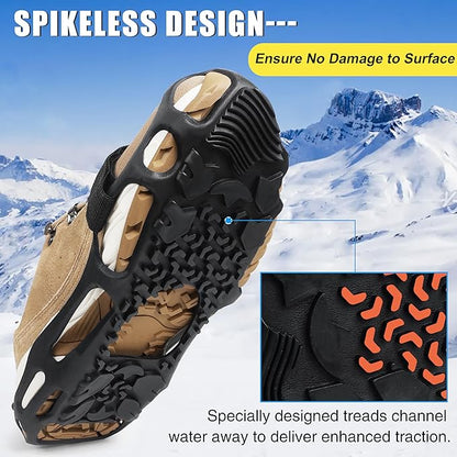 Spikeless Ice Cleats Snow Traction Crampons Anti-Slip Ice Grippers for Shoes and Boots Indoor Slip-On Ice Traction Devices Aids Rubber Footwear for Indoor/Outdoor