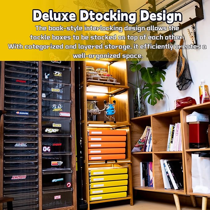 Deluxe Fishing Tackle Box, Waterproof 3600 and 3700 Tackle Trays, Organizer with Removable Dividers, Sealed Lure Box and Terminal Tackle Storage (2, 3700 Orange)