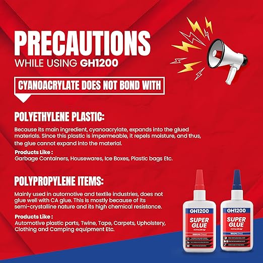 GH1200 57 Grams (2 oz) 100/1500 CPS (Thin/Thick) Super Glue All Purpose with Anti Clog Cap. Ca Glue - Adhesive SuperGlue. Cyanoacrylate Glue for Hard Plastics, DIY Craft, Metal 1 Oz Each
