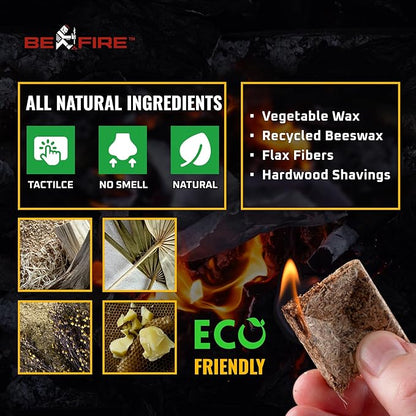 Fire Starter • 175 pcs Natural Fire Starters up to 12 Min Burn Time Firestarters for Indoor Fireplace, Campfires & Camping, Wood Stove, Grill