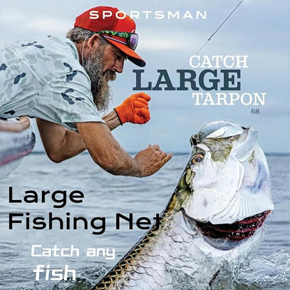 Heavy Duty Extra Large Aluminum Landing Net - Telescoping Handle (67-100in), 20in Net Opening for Saltwater Fishing