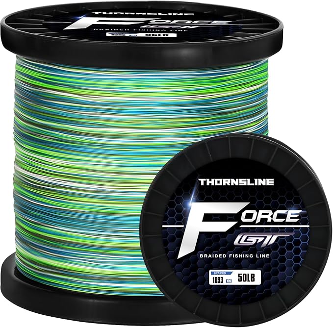 ThonrsLine Force Braided Fishing Line - Incredible Abrasion Resistant Braided Lines for Saltwater or Freshwater - Camo Design Braid for Extra Visibility