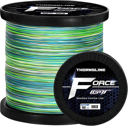 ThonrsLine Force Braided Fishing Line - Incredible Abrasion Resistant Braided Lines for Saltwater or Freshwater - Camo Design Braid for Extra Visibility